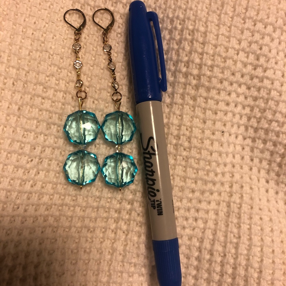 Aqua blue dangly earrings